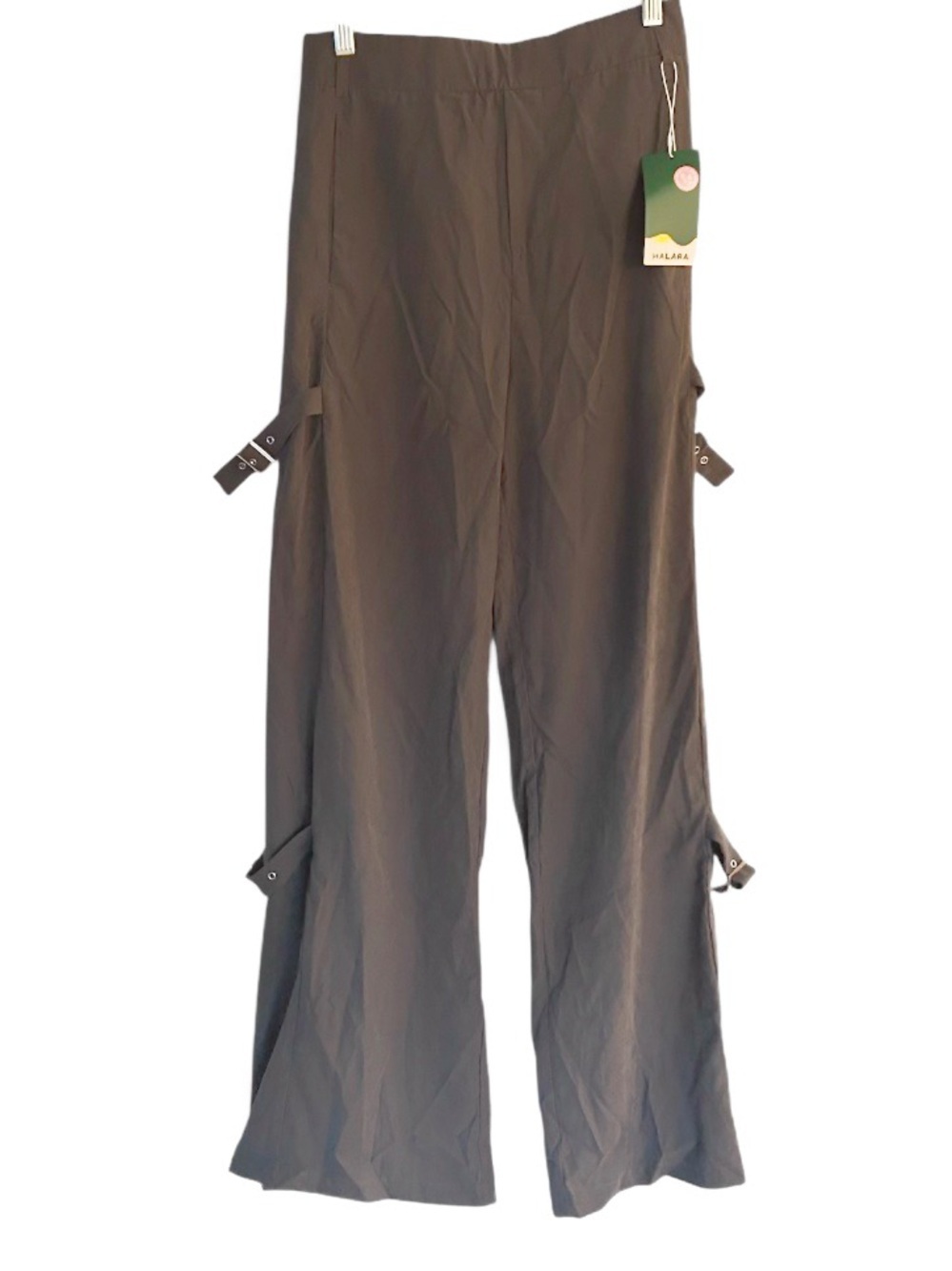 Halara Buckle Detail Wide Leg Pants Size Medium Gray NEW With Tags